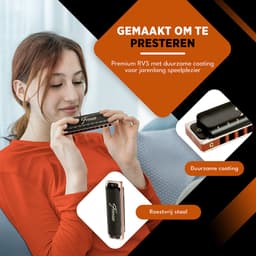 Finesse Premium Mondharmonica Pro – C Majeur – met Case - voor Volwassenen & Kinderen - Zwart — thumbnail 5