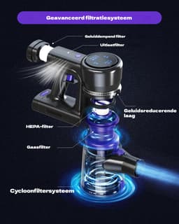 Gloovon® Draadloze Steelstofzuiger - 22kPa Zuigkracht - Borstelloze 250W Motor & Knikbare Buis - HEPA Filter - 39 min Accuduur — thumbnail 4