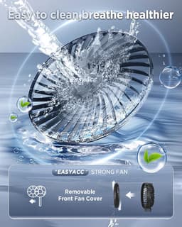 Draagbare oplaadbare ventilator met 4 snelheden – 180° opvouwbaar, wasbare bescherming en lange batterijduur — thumbnail 4