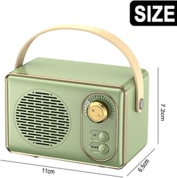 JeiibrZui Retro Bluetooth-Luidspreker - Draagbare Draadloze Stereoluidspreker - Krachtig Geluid 10m Bereik - 1 Stuk - Buitengebruik Groen — thumbnail 3