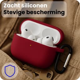 Hoesje - Geschikt voor Apple Airpods Pro 3 - Siliconen Hoes met Clip - Silicone Case Cover - Wijnrood — thumbnail 4