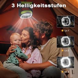 Draagbare Campingventilator met LED licht - 20.000 mAh, 4 standen, USB, Stil, Met Afstandsbediening en Haken - Ideaal voor Picknick, Barbecue, Vissen en Wandelen — thumbnail 3