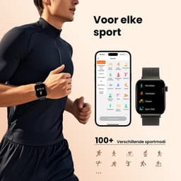Maoo ProWatch AMOLED Smartwatch Dames en Heren - Milanese Bandje en 3 Siliconen Bandjes - Stappenteller - Hartslagmeter- Bloeddrukmeter - Slaapmonitor - Multisport - Geschikt voor Android en iOS - Gun Metal — thumbnail 5