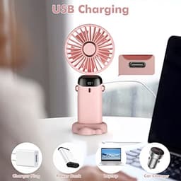 Draagbare Mini Ventilator met 5 Snelheden en Oplaadbare Accu voor Thuis en Buiten — thumbnail 4