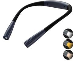 Oplaadbare Nekleeslamp met 3 Kleuren en 3 Helderheidsniveaus, Ergonomisch Ontwerp voor Comfortabel Lezen en Kamperen