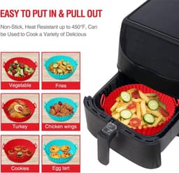 2-delige Airfryer siliconen bakvorm, 8-inch Airfryer mand voering, siliconen bakvorm, geschikt voor Airfryer oven herbruikbare bakvormen oven accessoires — thumbnail 7