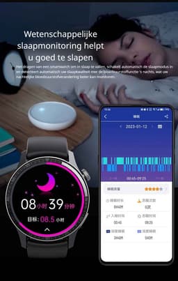 DrPhone ChronaX Smartwatch – 1.35” HD Retina Display – Bluetooth Bellen – SpO₂ Saturatie – Hartslag – Bloeddruk – Lichaamstemperatuur – HRV – Ademhalingsoefeningen – Rekenmachine – Voice Assistant – Telefoonzoeker – 200+ Sportmodi — thumbnail 3