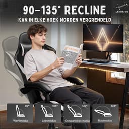 Lexorion Gaming Stoel – Ergonomische Gaming Chair – Inclusief Gratis RGB Gamingmuis Cadeau – Verstelbaar – Lederen Gamestoel – 136 kg – Roze– Bureaustoel — thumbnail 5