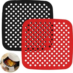 Pack of 2 Silicone Air Fryer Mats for Air Fryer, Reusable, Non-Stick Coating for Air Fryer, 7.5 Inches, Air Fryer, Steam Cookers and Cake Moulds — thumbnail 1