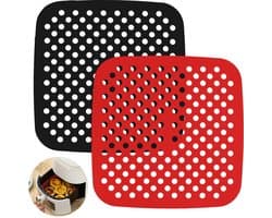 Pack of 2 Silicone Air Fryer Mats for Air Fryer, Reusable, Non-Stick Coating for Air Fryer, 7.5 Inches, Air Fryer, Steam Cookers and Cake Moulds