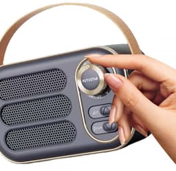 JeiibrZui Retro Bluetooth-Luidspreker - Vintage Draagbare Draadloze Luidspreker - Bluetooth 5.0 Technologie Compact 190 Gram - Zwart — thumbnail 3