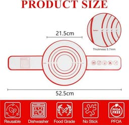 Bakmatten - Set van 3 - Lange Handvatten Deeg Mat - Broodsjaals - Siliconen - Antiaanbakmat - Brood Sling - Broodbakmat - Herbruikbare - Geschikt Voor Airfryer / Oven / Magnetron - 52,5×21,5×0.07cm - Rood+Oranje+Zwart — thumbnail 7