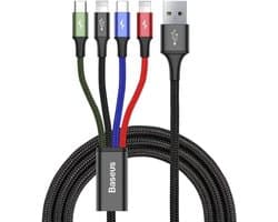 Baseus Rapid Series 4 in 1 Oplaad Kabel - 2x Lightning 1x USB-C 1x Micro-USB