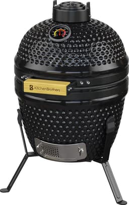 KitchenBrothers Kamado BBQ - 13 Inch Houtskool Barbecue - 27⌀ cm - PFAS-vrij - Egg BBQ - Zwart — thumbnail 1