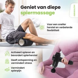 2BEHEALTHY Massage Gun Professioneel & Foam Roller - Incl. 6 Opzetstukken en 30 Massagestanden - 8 Uur Batterij - Sport en Relax Massage Pistool - Massageapparaat - Foamrollers - Foamrol - Massage Roller - Massageroller — thumbnail 2