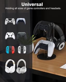 Game Controller houder/headsetstandaard, 2-in-1 acryl universele houder voor houder, gamingaccessoires, controller hoofdtelefoon houder standaard accessoires, zwart — thumbnail 5