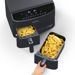 GOURMETmaxx Airfryer met Dubbele Kamer 2x3,5 L Zwart met Touchdisplay en Timer Energiezuinig Frituren 10 Programma’s 2400 W — thumbnail 8