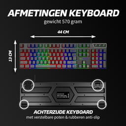 DINTO® Gaming Toetsenbord - Gaming keyboard - Led RGB - QWERTY - Zwart — thumbnail 5