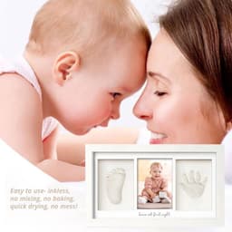 Baby Handafdruk & Voetafdruk Fotolijst – Gipsafdruk – Houten Wit – Herinneringslijst Pasgeborene — thumbnail 4