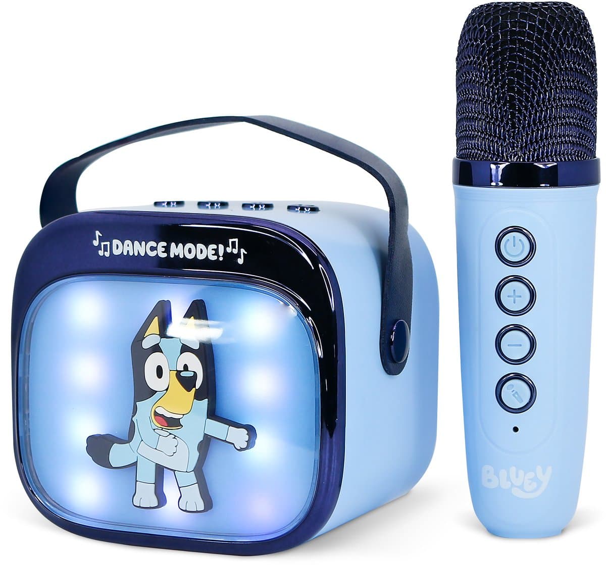 Bluey - karaoke set voor kinderen - draadloze microfoon en speaker - met lichteffecten - stemvervorming — afbeelding 1