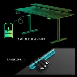 Ultradesk HIGHLANDER XXL – Bureau voor Gaming, Kantoor & Home Office – Zwart – 160 x 70 cm – Elektrisch verstelbaar – Ergonomisch — thumbnail 3
