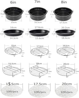 Allecto Plus - Accessoireset voor Dual Zone heteluchtfriteuse - 13 stuks - Mand en grill - Voor thuis- en restaurantgebruik - Geschikt voor friteuses van 32-58 qt - Tot 6 inch — thumbnail 7