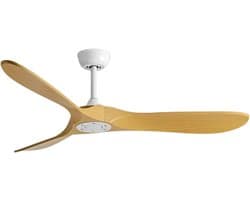 Bovista Plafondventilator - Met Verlichting - Plafond Ventilator - Met Lamp - Plafonniere Met Ventilator - Licht Hout/Wit - 90cm — afbeelding 1