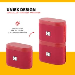 Kodak SoundBrix Bluetooth Speaker – Draadloze Muziek Box –5W RMS - 2pcs – Rood — thumbnail 3