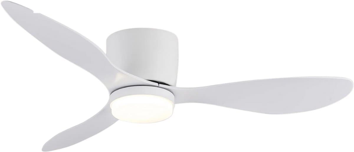 Nivard Plafondventilator - Met Verlichting - Plafond Ventilator - Met Lamp - Plafonniere Met Ventilator - Met Licht - Wit - 132cm — afbeelding 1