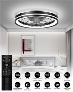RFWR® Stille Plafondventilator met Dimbare LED Verlichting en Afstandsbediening, Energiezuinige en Moderne Design — thumbnail 4