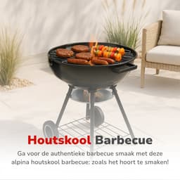 alpina Houtskool BBQ - Kogelbarbecue Ø43 cm - Barbecue met Deksel en Wielen - Geïntegreerd Ventilatiesysteem - Verwijderbare Asopvangbak - Zwart — thumbnail 4