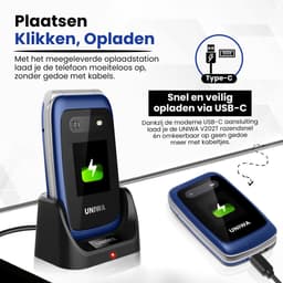 Uniwa V202T Senioren Telefoon 4G Senioren GSM Mobiele Telefoon Klaptelefoon Grote Toetsen SOS Noodknop Simlockvrij Oplaadstation Luid Geluid — thumbnail 4