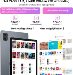 BESTTAB T20 Tablet - 5000mAh - 5G WiFi - 24GB RAM - 256GB ROM - Android 16 - Octa-core - Met QWERTY Toetsenbord - Muis - Pen - Hoes - Grijs — thumbnail 3