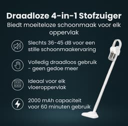 Purgato Draadloze Stofzuiger 4-in-1 - UV-C Sterilisatie - 11 kPa - 2000 mAh - Oplaadbaar - Zwart — thumbnail 2
