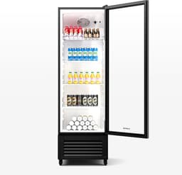 Klarstein Koelkast GrandCooler 306L Drankkoelkast - Dubbel Glasdeur, LED-Verlichting, mechanische Thermostaat, 0 °C tot 10 °C, 4 Wielen, Energieklasse B - Verstelbare Schappen - Zwart - Op Wieltjes - Wit - Mini Fridge — thumbnail 1