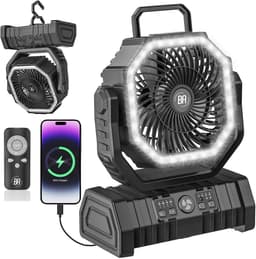 Best Active Mini Ventilator - Oplaadbare Tafelventilator - Stille Mini Fan met Afstandsbediening - Handventilator - Klein, Stil & Geruisloos - 4 Snelheden & Verlichting - 20000 mAh & Powerbank functie - Premium Zwart — thumbnail 1
