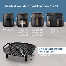 Philips Grill Set Airfryer Accessoire - HD9946/00 - Geschikt voor Philips - Grillplaat met 5 spiesen — thumbnail 5