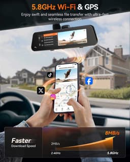 Wolfbox G900 Pro 4K Gps 128gb Mirror dashcam - Parkeermodus - 12,0 inch touchscreen Lcd - Ultra 4K + 2.5K resolutie - Wifi met App - Gps ontvanger - 128gb Micro SD kaart - Spiegel dashcam en digitale binnenspiegel in één — thumbnail 4