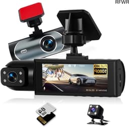 RFWR® Dual Dashcam met 1080p camera en 64 GB geheugenkaart – Loop-opname, nachtzicht, bewegingsdetectie — thumbnail 1