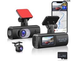 RFWR® Dual Dashcam voor Voorkant en Interieur van de Auto met 64GB Kaart