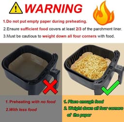 Allecto Premium - Luchtfriteuse perkamentpapier voering 50 stuks vetvrij - Wegwerp vierkante voeringen - Geschikt voor friteuse - Compatibel met diverse merken - Ongeloogd - Set van 50 stuks — thumbnail 7
