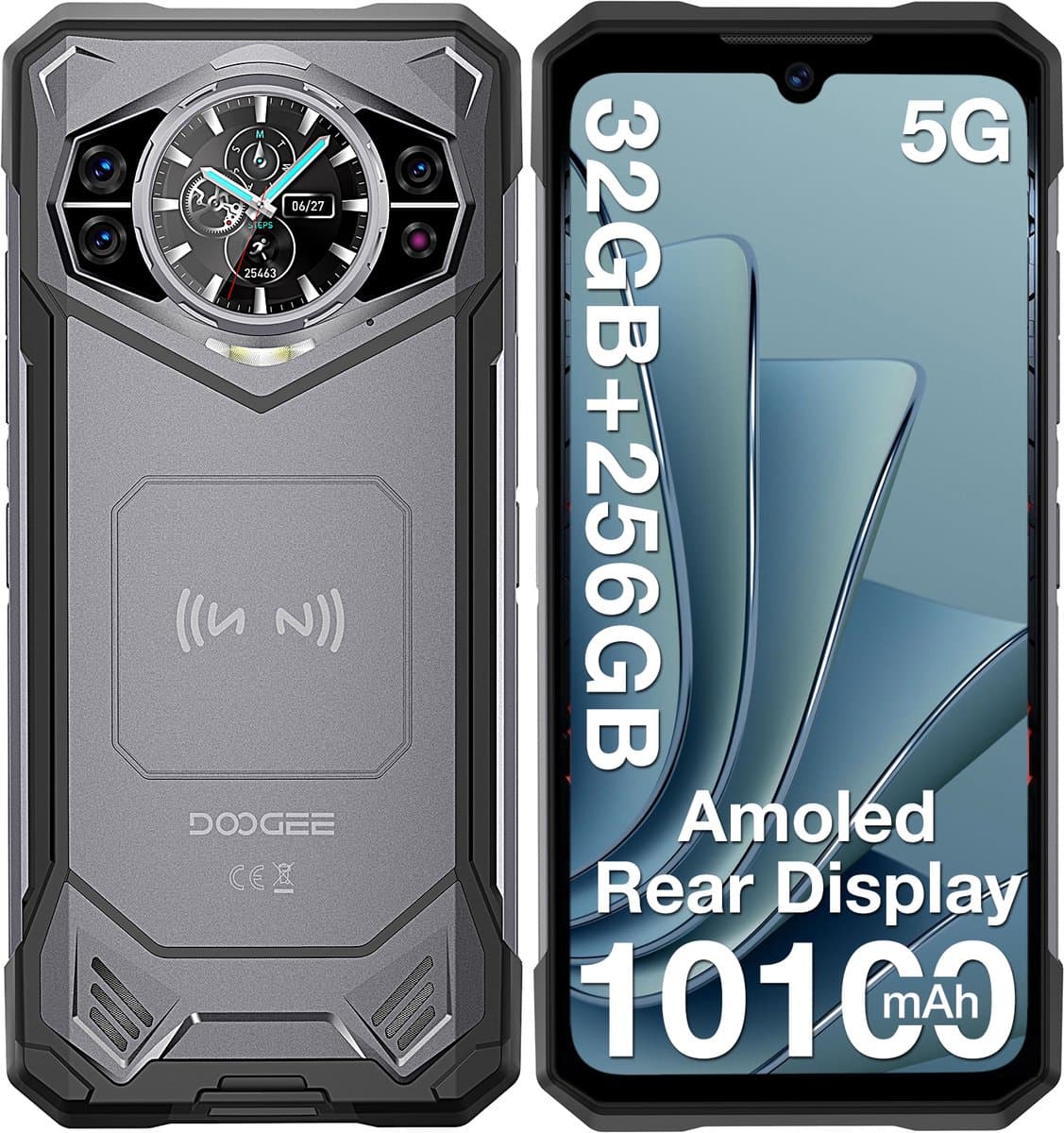 DOOGEE S200 5G - Robuuste Smartphone - Robuuste Telefoon - Android 14 - 32GB RAM + 256GB ROM/2TB TF - 10100 mAh/33W - 6,72 inth + 120Hz - 100MP+20MP Nachtzichtcamera-Donkergrijs — afbeelding 1