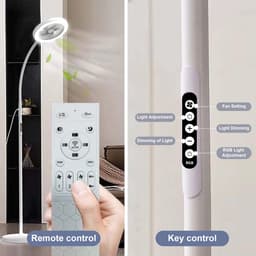 Rosnek Staande Lampen met Ventilator - 183cm Stille 2-in-1 Staande Ventilatorlamp – 1500 Lumen LED - 3 Snelheden, 12W RGB + Afstandsbediening – 360° Zwanenhalsrotatie Staande Lampen - Ideaal voor Slaapkamer/Kantoor(Wit) — thumbnail 4