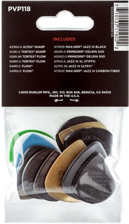 Dunlop PVP118 Shred Plectrum Variety 12-Pack - Plectra, 1.0mm tot 2.0mm, mix van 12 stuks — thumbnail 3
