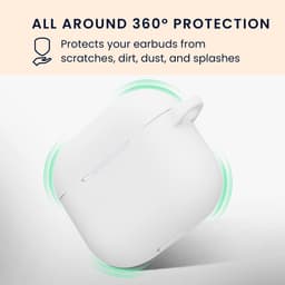 kwmobile Hoesje voor Apple Airpods 4 Case met Polsbandje – Siliconen Beschermhoes met Sleutelhanger – Hoofdtelefoonhoesje in wit / grijs — thumbnail 5