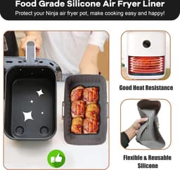 Cuhostki - 2 Stuks - Siliconen Bakjes Voor Airfryer - Airfryer Accessoires - Zwart - 8,5 Inch - Anti-Aanbak & Hittebestendig — thumbnail 5