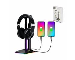 Signature Home Phoenix Koptelefoonhouder - headset houder - Headset Stand - Met USB-C kabel - RGB LED Licht en Kabel Organizer - Zwart