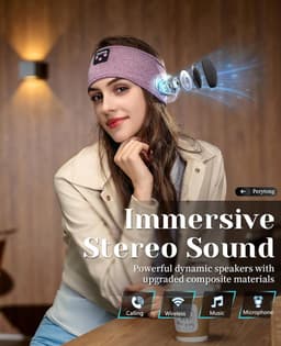 RFWR® Bluetooth slaaphoofdtelefoon met ultradunne HD-stereoluidsprekers - Perfect voor slapen, training, joggen, yoga en meditatie — thumbnail 3