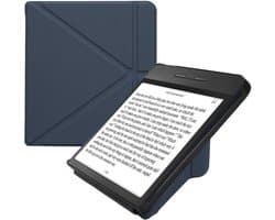 kwmobile e-reader hoesje geschikt voor Kobo Libra H2O hoes - Ereader flip case met standaard - E reader cover van kunstleer - In donkerblauw