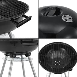 Houtskool BBQ Apricena rond met deksel 80x49x47 cm zwart casa.pro — thumbnail 5